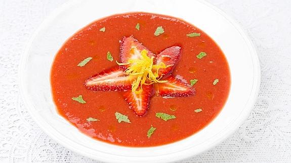 Gazpacho con fresas.