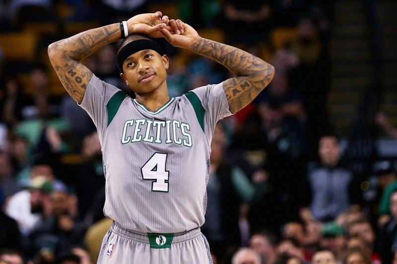 Isaiah Thomas, base de los Celtics durante el partido contra los Rockets