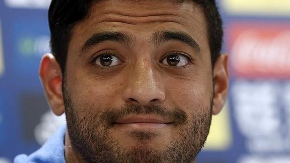 Carlos Vela, en la rueda de prensa.