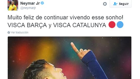 Neymar confirma su renovación: «Continúa el sueño en Barcelona»