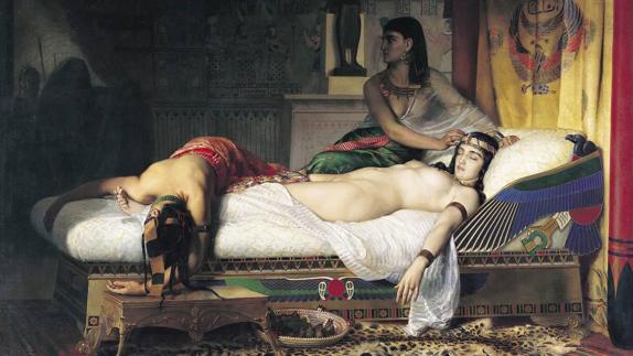 'La muerte de Cleopatra' según la imaginó el pintor francés Jean-André Rixens.