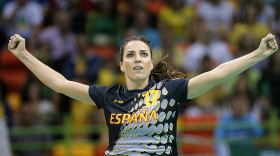 Eli Pinedo celebra la anotación de un gol contra Brasil en los Juegos Olímpicos de Rïo. 