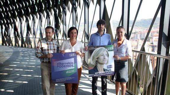 Los dirigentes de Podemos, en la presentación de la campaña.
