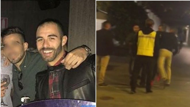 La víctima, Andrés Martínez. Al lado, momento de la agresión.