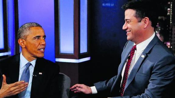 Kimmel entrevistando a Obama.
