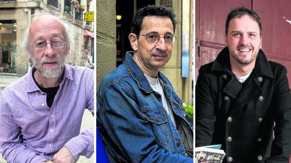 Pello Lizarralde, Juan Luis Zabala eta Kirmen Uribe.