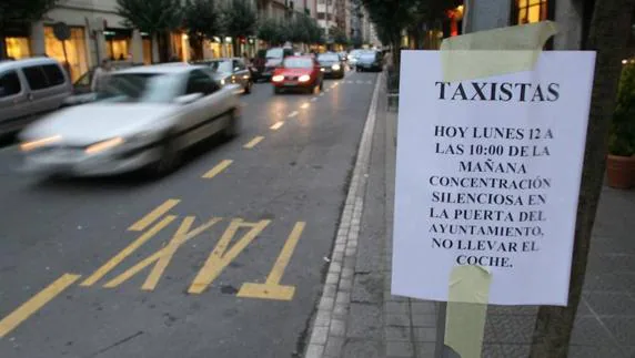Letrero de la anterior huelga de los taxistas vizcaínos. 