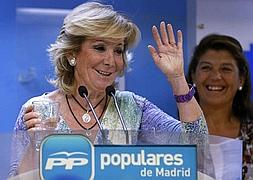 Esperanza Aguirre , durante la rueda de prensa tras la reunión del Comité de Dirección del PP de Madrid. /Efe