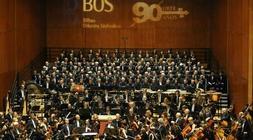 La Orquesta Sinfónica de Bilbao (BOS), durante la celebración de su 90 aniversario.