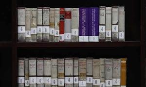 Tomos de libros en la Biblioteca Nacional de España, Madrid . /E. C.
