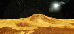 EN ÓRBITA. Recreación informática de la 'Venus Express' en órbita del planeta. / ESA