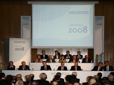 Un momento de la junta de Vocento, celebrada ayer en Madrid. / CHEMA BARROSO