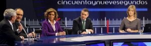 Iñigo Urkullu participó la noche del miércoles en el programa de Televisión Española '59 segundos', en el que también estuvo Ana Botella. ::                             EFE
