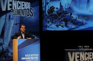 José Manuel Vargas, consejero delegado de Vocento, durante su intervención ayer en el Guggenheim. ::                             FERNANDO GÓMEZ
