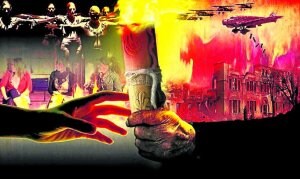 Cartel del documental 'Zerutik sua dator' (Del cielo viene fuego), que recuerda el bombardeo de la villa foral. ::                         E. C.