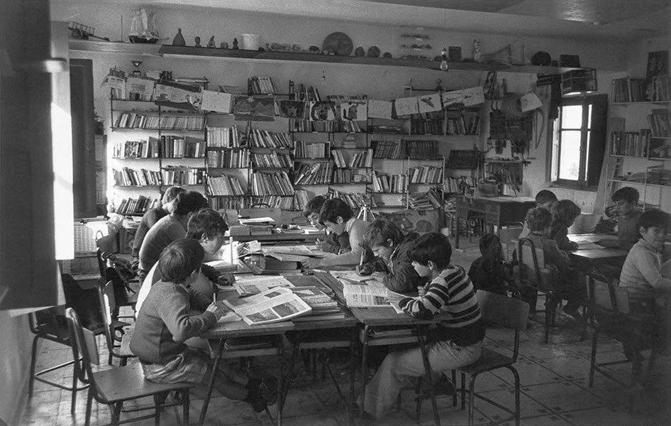 Escuela rural de Bielva realizada en los años 70.