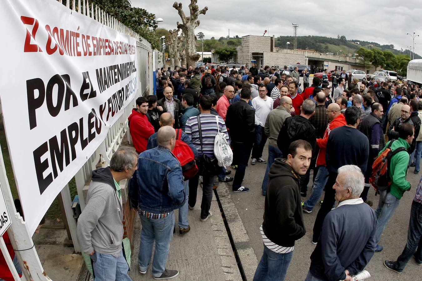 Concentración de trabajadores en Solvay