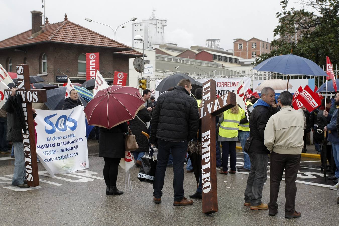 Concentración de los trabajadores de Solvay
