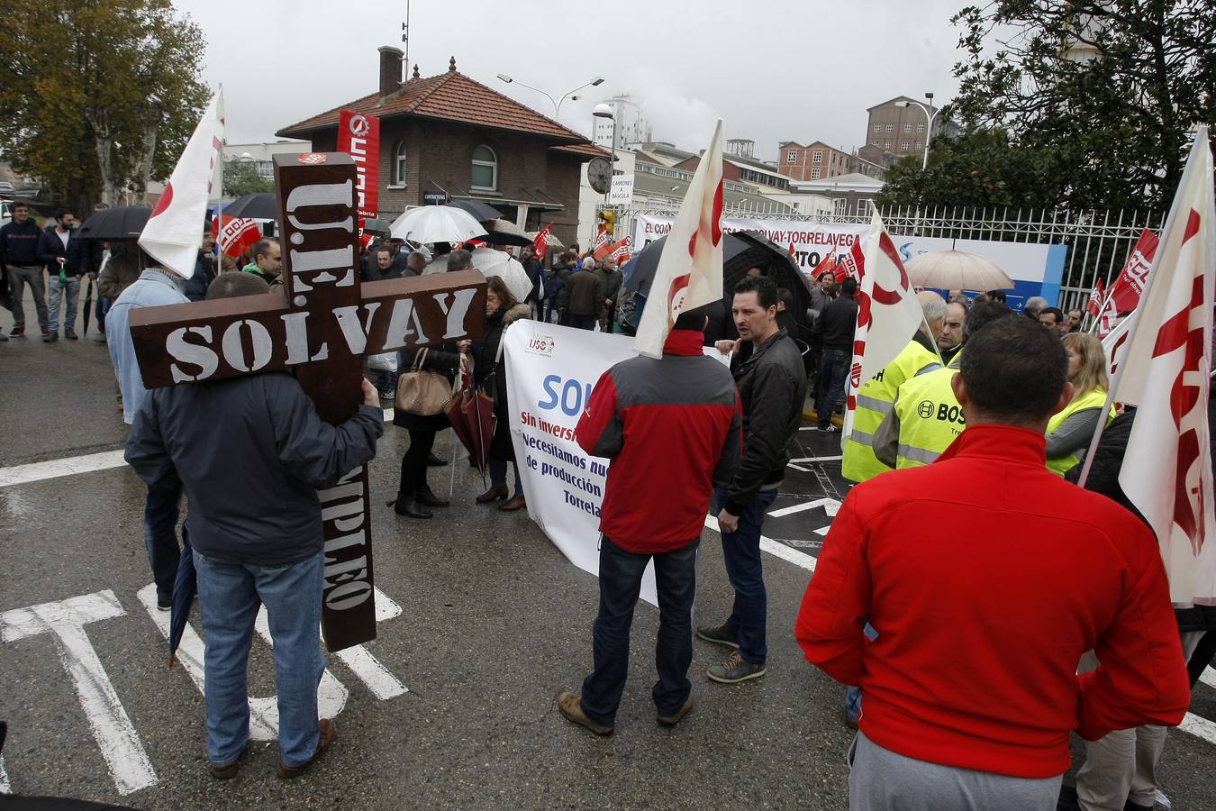 Concentración de los trabajadores de Solvay