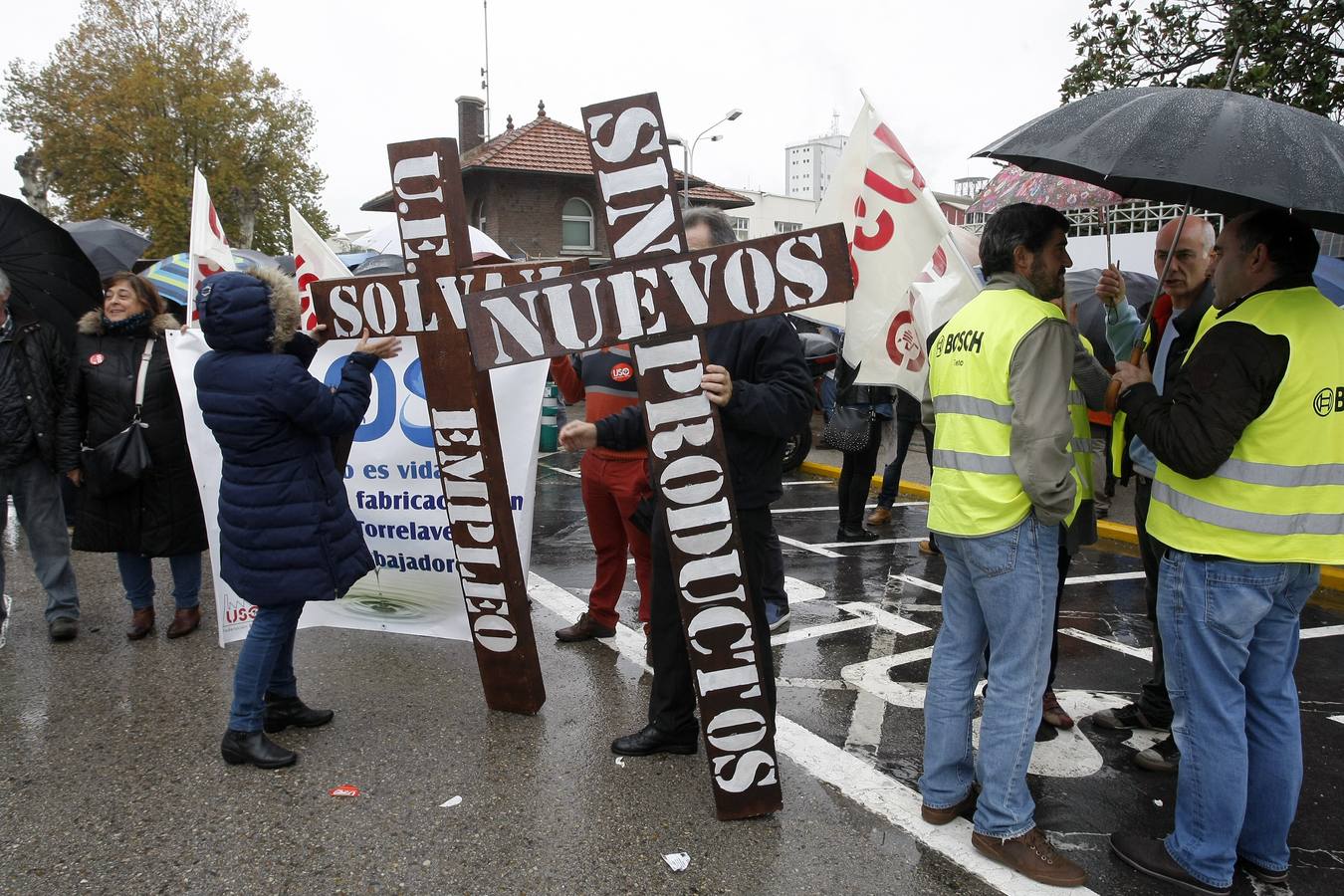 Concentración de los trabajadores de Solvay