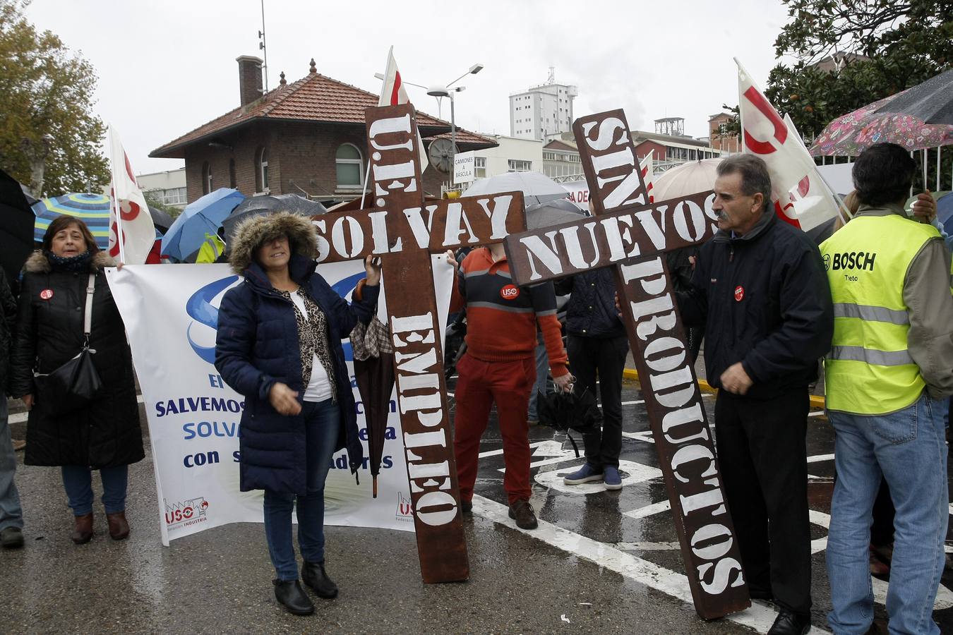 Concentración de los trabajadores de Solvay