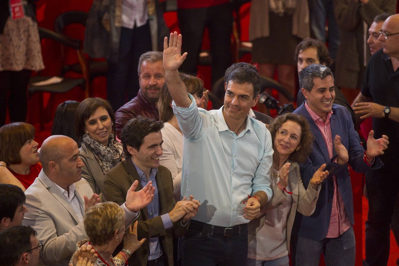 Mitin del PSOE con Pedro Sánchez, en el Paraninfo de la UC