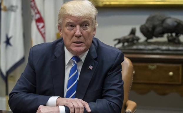 Trump, en la sala Roosevelt de la Casa Blanca.