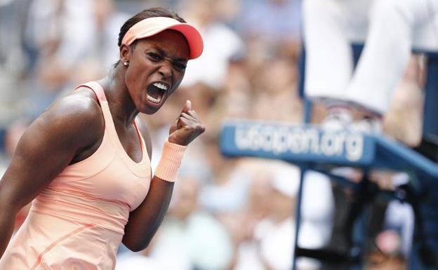 Sloane Stephens celebra un punto clave. 