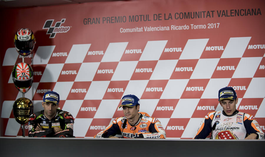 Zarco, Pedrosa y Márquez.