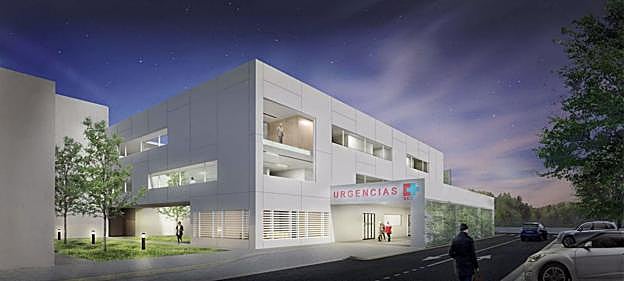 Recreación del futuro edificio con el que contará el Hospital de Laredo tras la finalización de las obras.