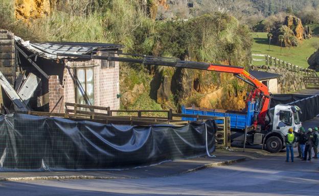 Los trabajos para rehabilitar o construir otras casetas para las jirafas se iniciaron este lunes. 