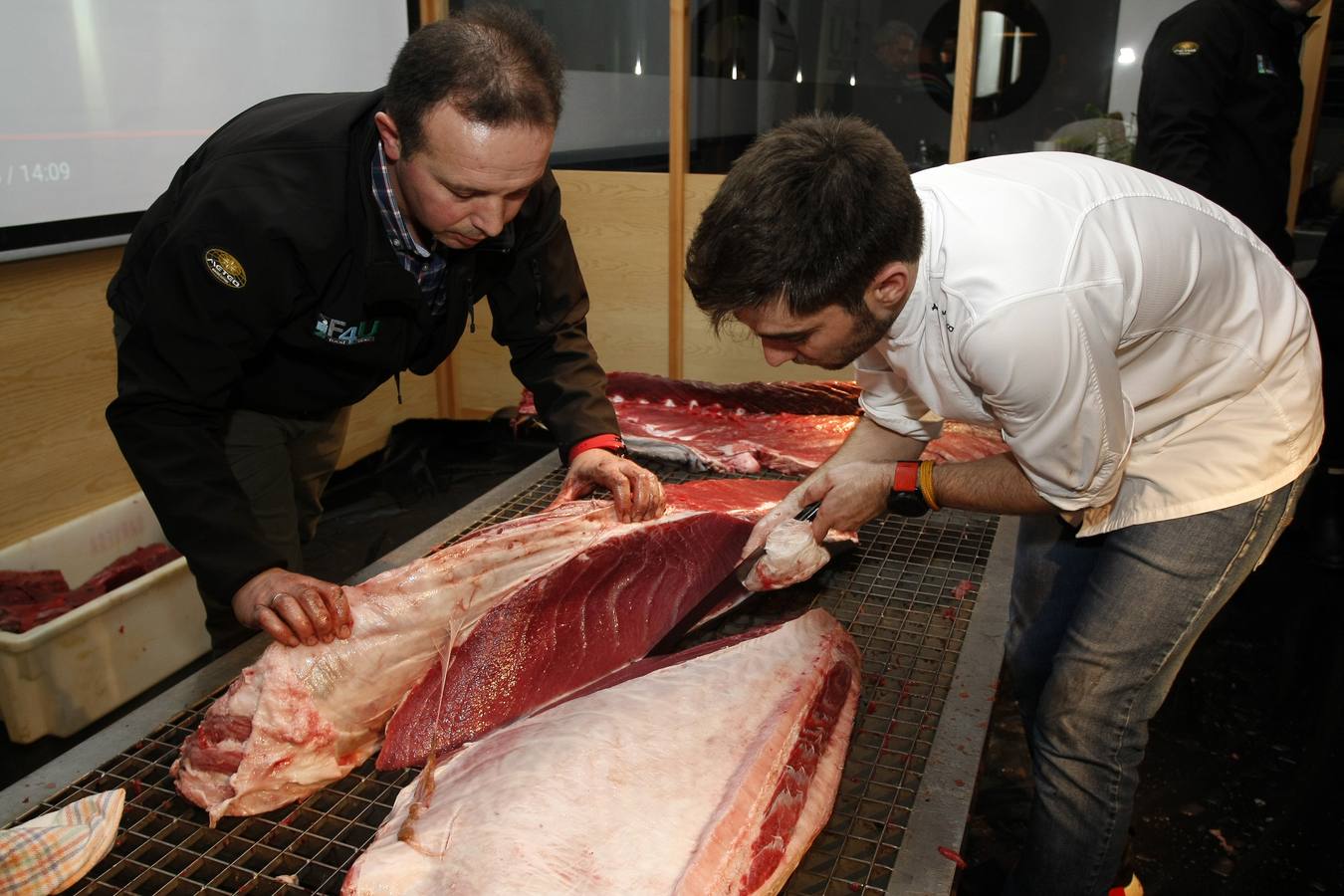 Comienza en el restaurante La Dársena de Suances la V Edición de las Jornadas del Atún Rojo del Mediterráneo que se celebran desde el 12 al 21 de enero. Atún del Mediterráneo, de unos 250 kg., de calidad excepcional, capturado vivo, sin sufrir estrés al sacrificarlo, por lo que no se produce el llamado ‘yate’, que es el síndrome de la carne quemada. Llamado también ‘cerdo ibérico del mar’ pues se aprovecha absolutamente todo de él.