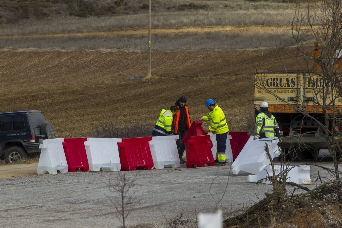 Trabajos en la autovía entre Aguilar y Burgos