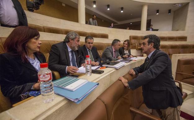 El consejero de Industria durante el pleno de hoy