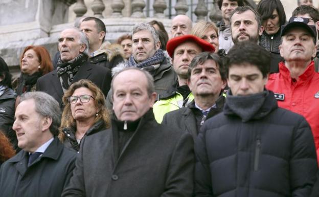 Josu Urrutia, en la concentración este viernes en Bilbao. 