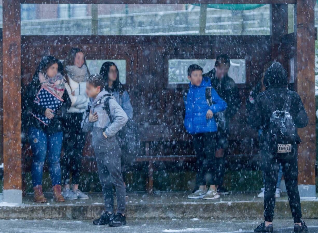 Fotos: A clase y a trabajar bajo la nieve