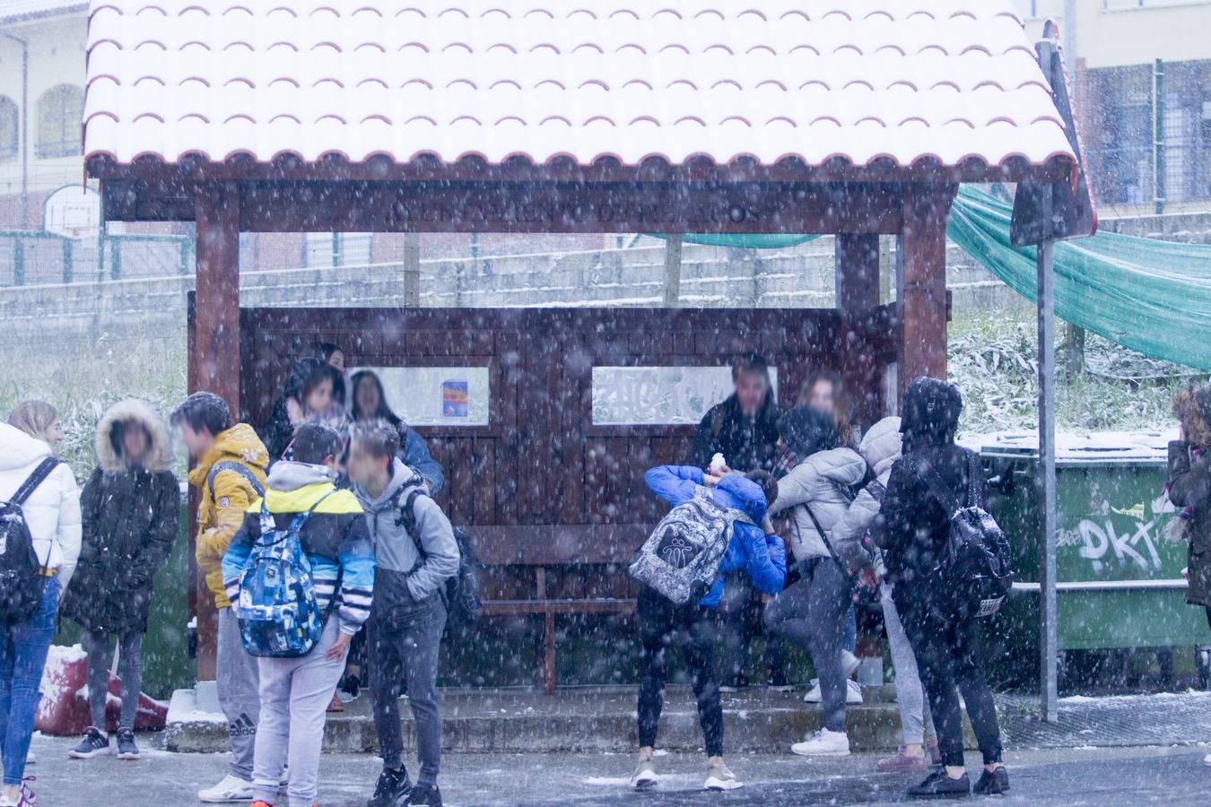 Fotos: A clase y a trabajar bajo la nieve