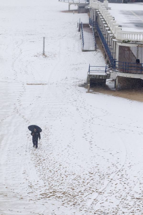 Fotos: A clase y a trabajar bajo la nieve