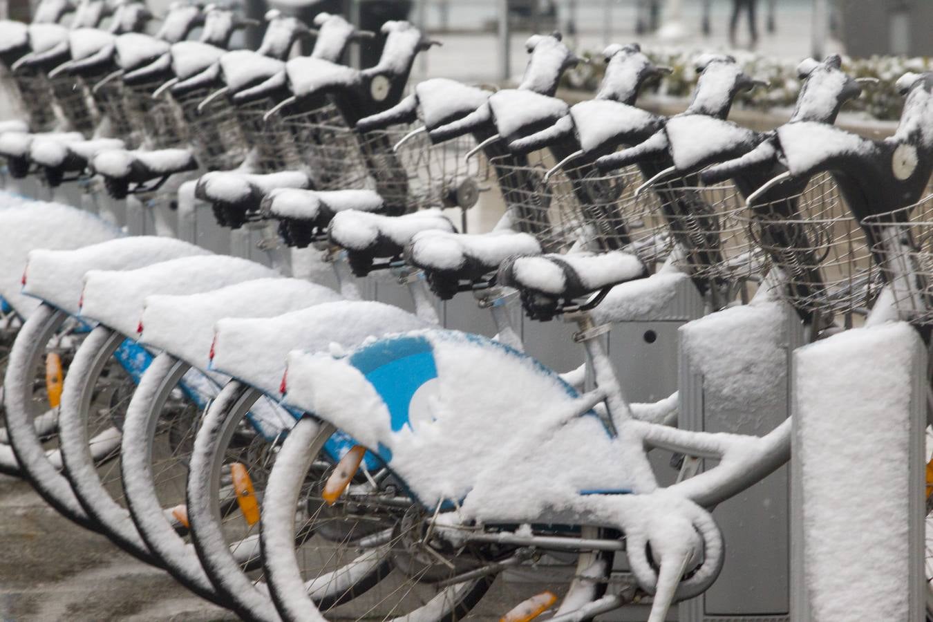 Fotos: A clase y a trabajar bajo la nieve