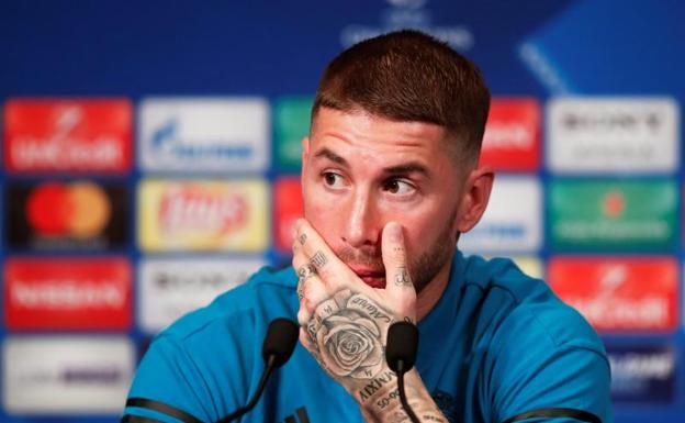 Sergio Ramos, durante la rueda de prensa. 