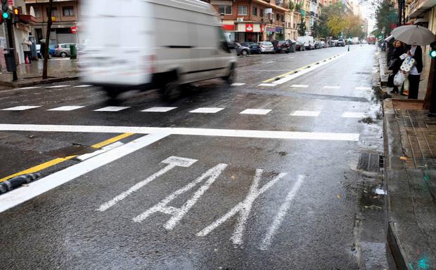 Carril taxi en Valencia. 