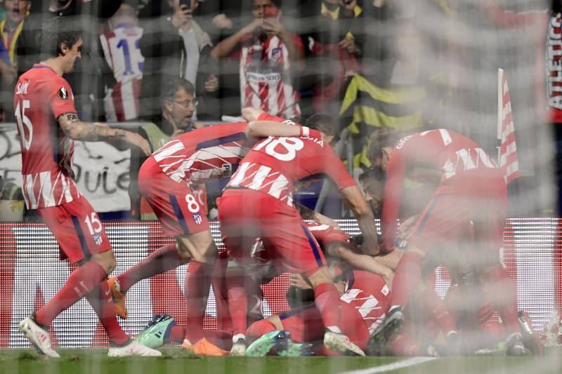 Las mejores imágenes del partido de ida de cuartos de final de la Liga de Campeones que enfrentó al Atlético y al Sporting de Lisboa, en el Wanda Metropolitano