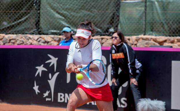 Garbiñe Muguruza, durante el partido. 