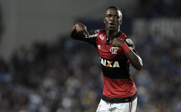 Vinícius Júnior, en un partido con el Flamengo. 