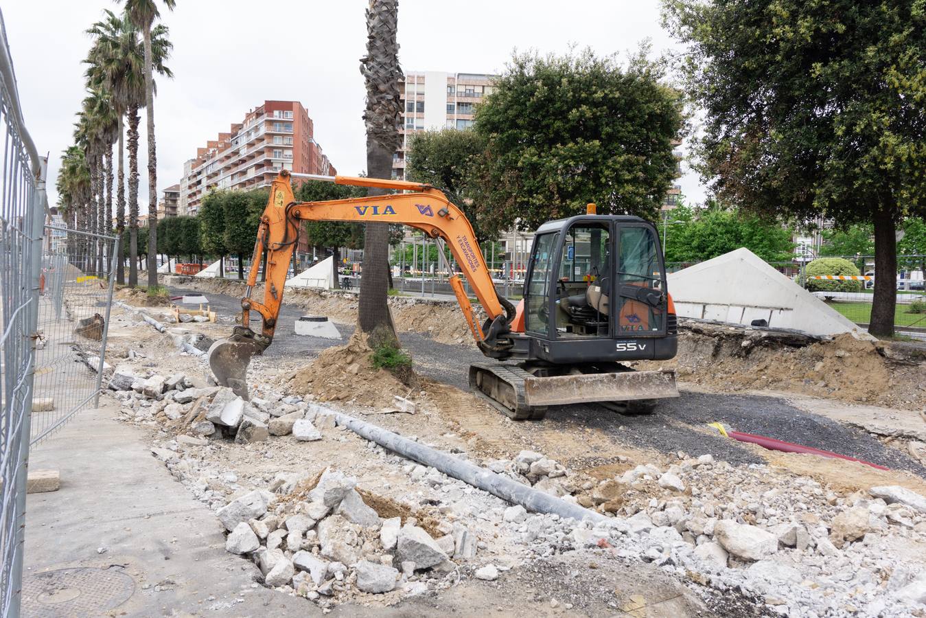 Solo quedan en pie las palmeras frente a la Estación Marítima.