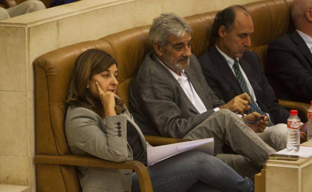 Sáenz de Buruaga, Van den Eynde y Diego en el Parlamento.