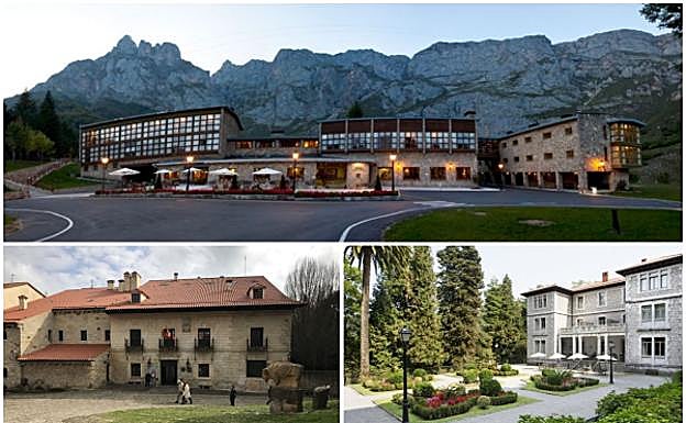 Arriba, imagen del parador de Fuente Dé. Abajo, el de Santillana y el de Limpias.