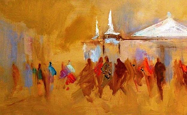 El pintor recurre en ocasiones al Palacete del Embarcadero