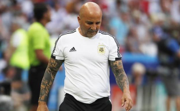 Sampaoli, durante el partido ante Francia