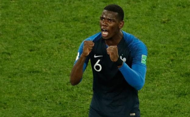 Pogba celebra la clasificación de Francia para la final del Mundial.